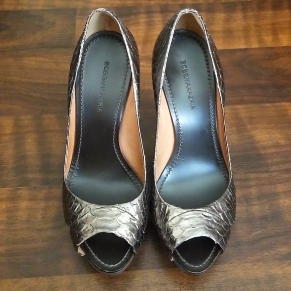 Bcbgmaxazria Python Platform Peeptoe All Leather … - image 5